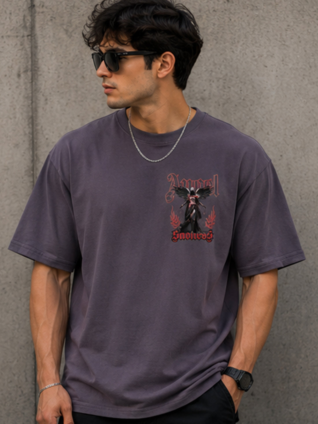 Men's Oversized Drop Shoulder T-Shirt | Pure Cotton Relaxed Fit Round Neck Streetwear T-Shirt (Grey)