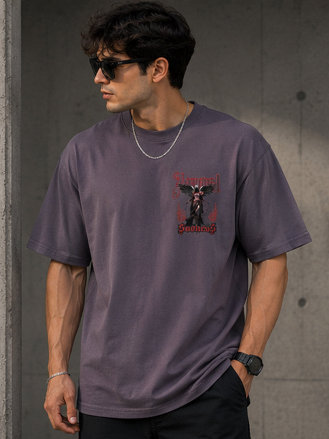 Men's Oversized Drop Shoulder T-Shirt | Pure Cotton Relaxed Fit Round Neck Streetwear T-Shirt (Grey)