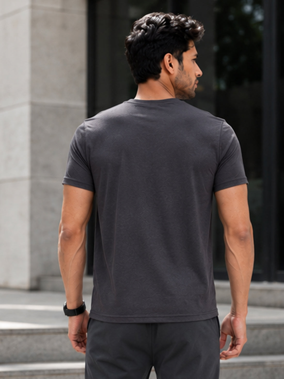 Men's Quick Dry Sports T-Shirt | Printed Gym Workout Running Training Activewear Tee (Grey)