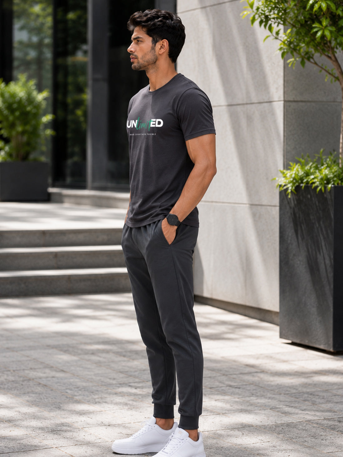 Men's Quick Dry Sports T-Shirt | Printed Gym Workout Running Training Activewear Tee (Grey)