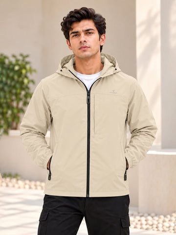 Men’s Black Hooded Windcheater Jacket with Mesh Lining