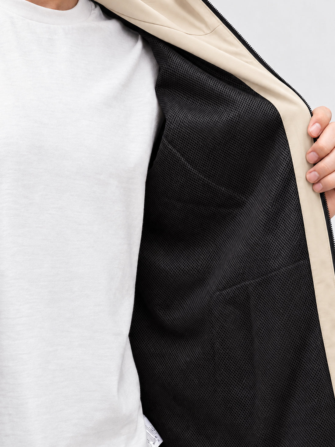 Men’s Black Hooded Windcheater Jacket with Mesh Lining