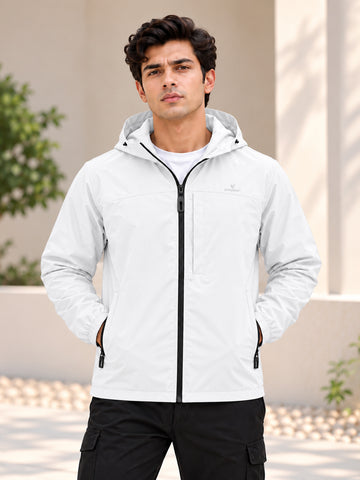 Men’s Black Hooded Windcheater Jacket with Mesh Lining