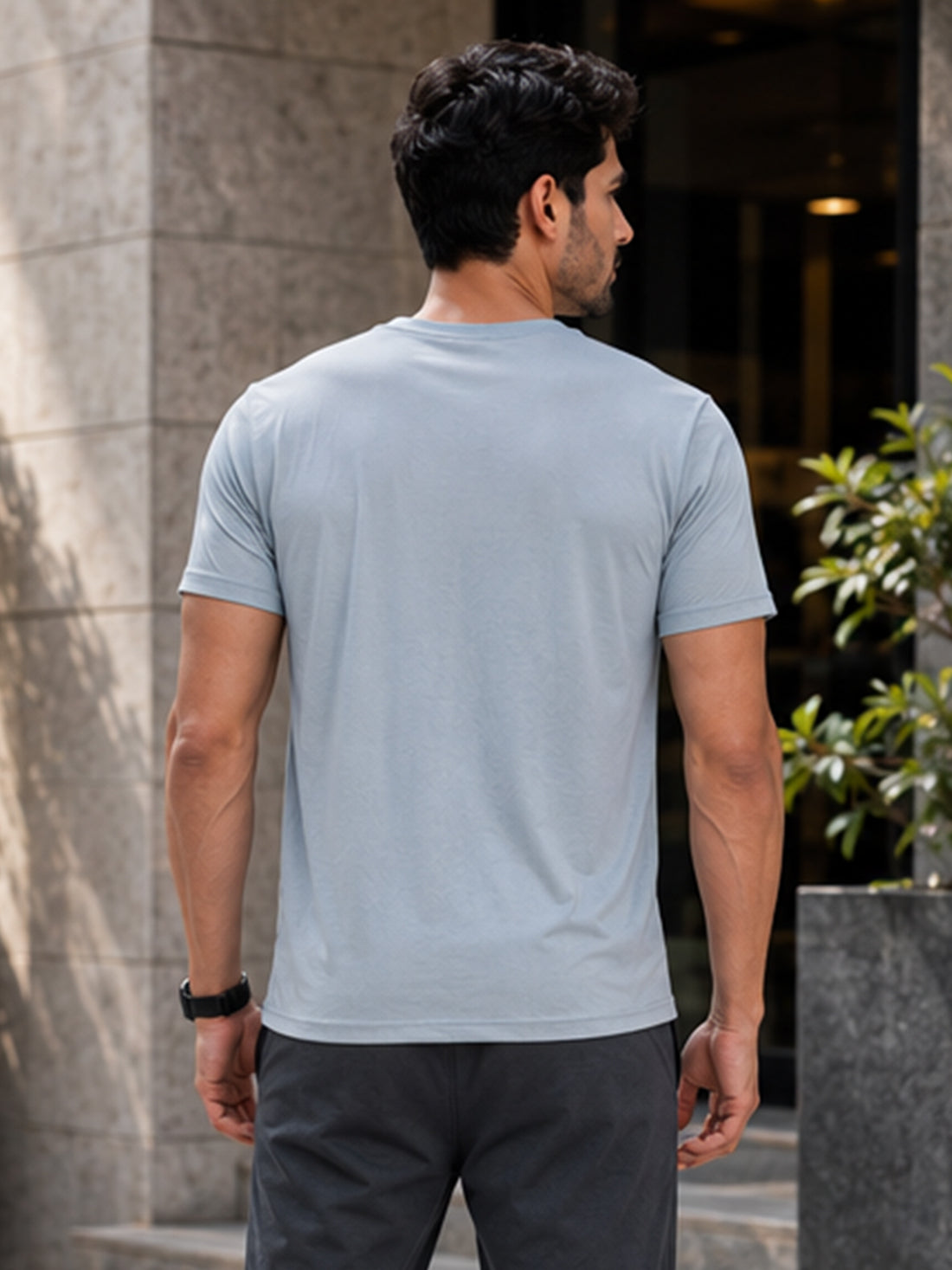 Men's Quick Dry Sports T-Shirt | Printed Gym Workout Running Training Activewear Tee (Silver)