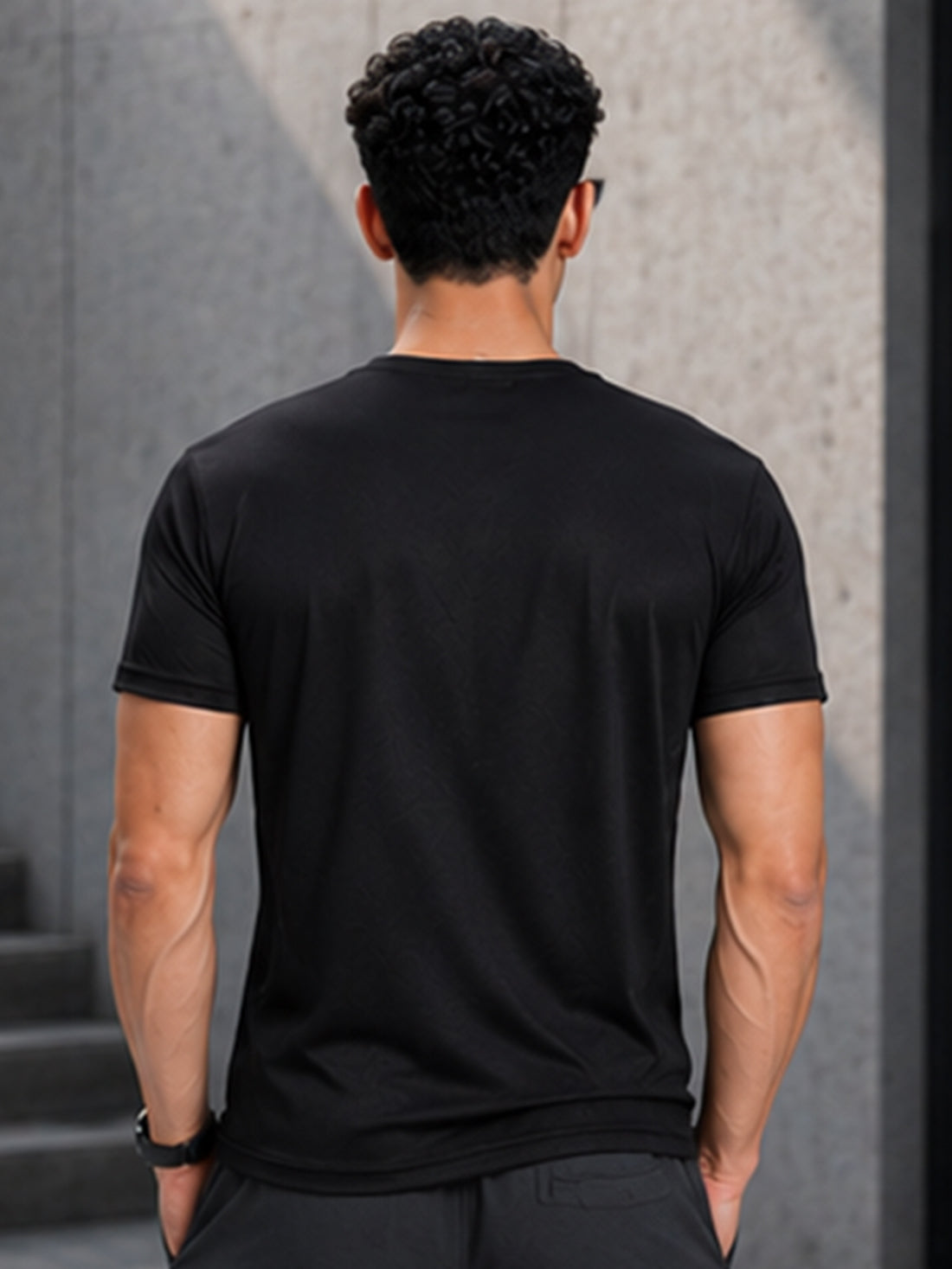 Men's Quick Dry Sports T-Shirt | Printed Gym Workout Running Training Activewear Tee (Black)