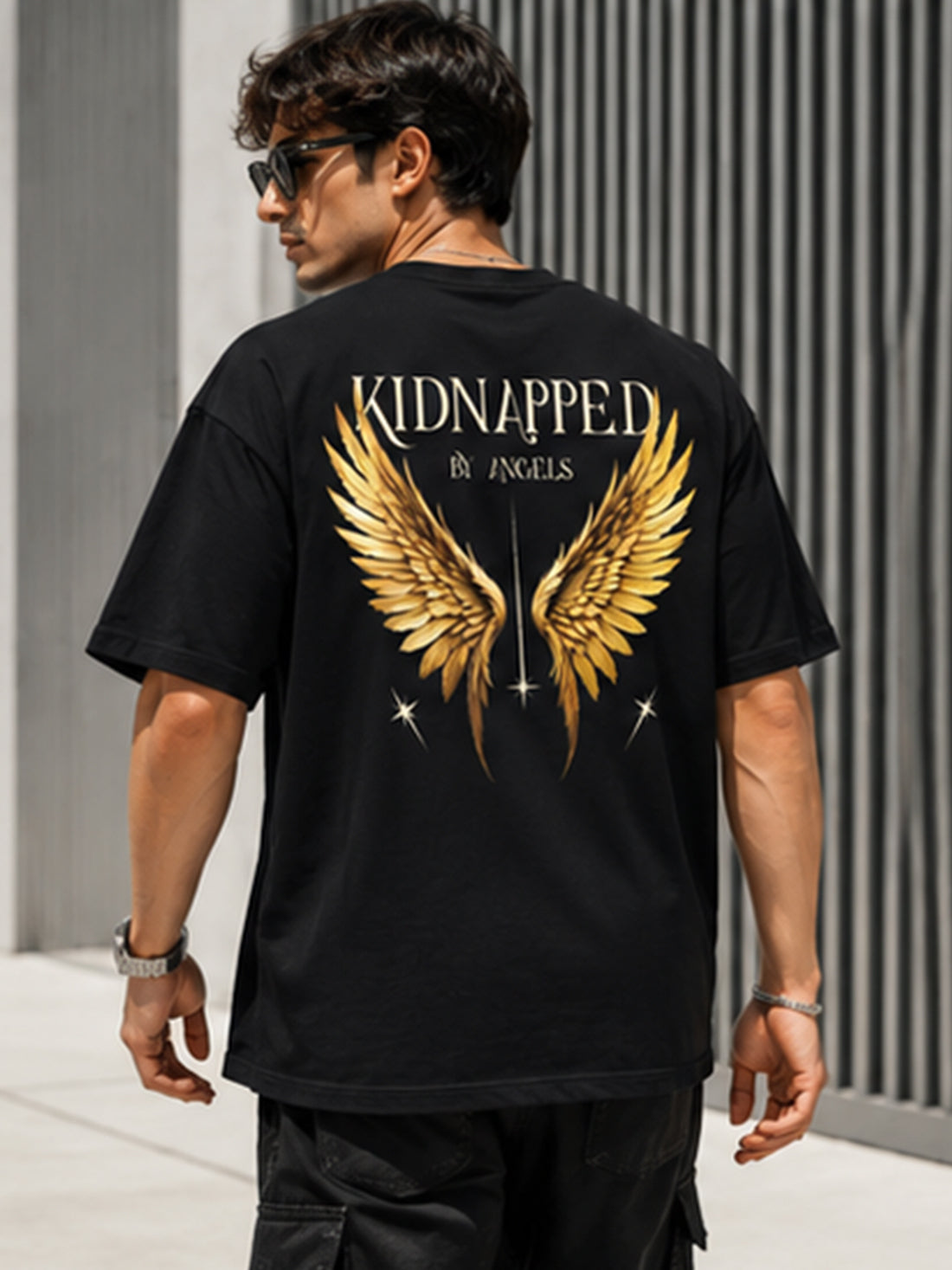Men's Oversized Drop Shoulder T-Shirt | Cotton Fabirc Relaxed Fit Round Neck Streetwear Tee (Black)