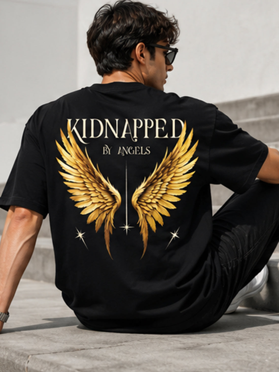 Men's Oversized Drop Shoulder T-Shirt | Cotton Fabirc Relaxed Fit Round Neck Streetwear Tee (Black)