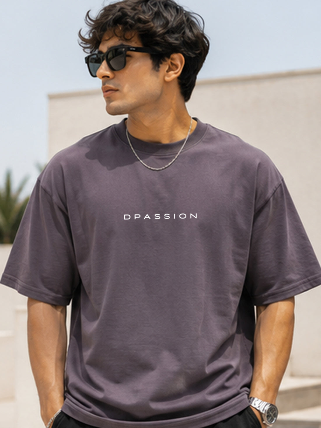 Men's Oversized Drop Shoulder T-Shirt | Cotton Fabirc Relaxed Fit Round Neck Streetwear Tee (Grey)