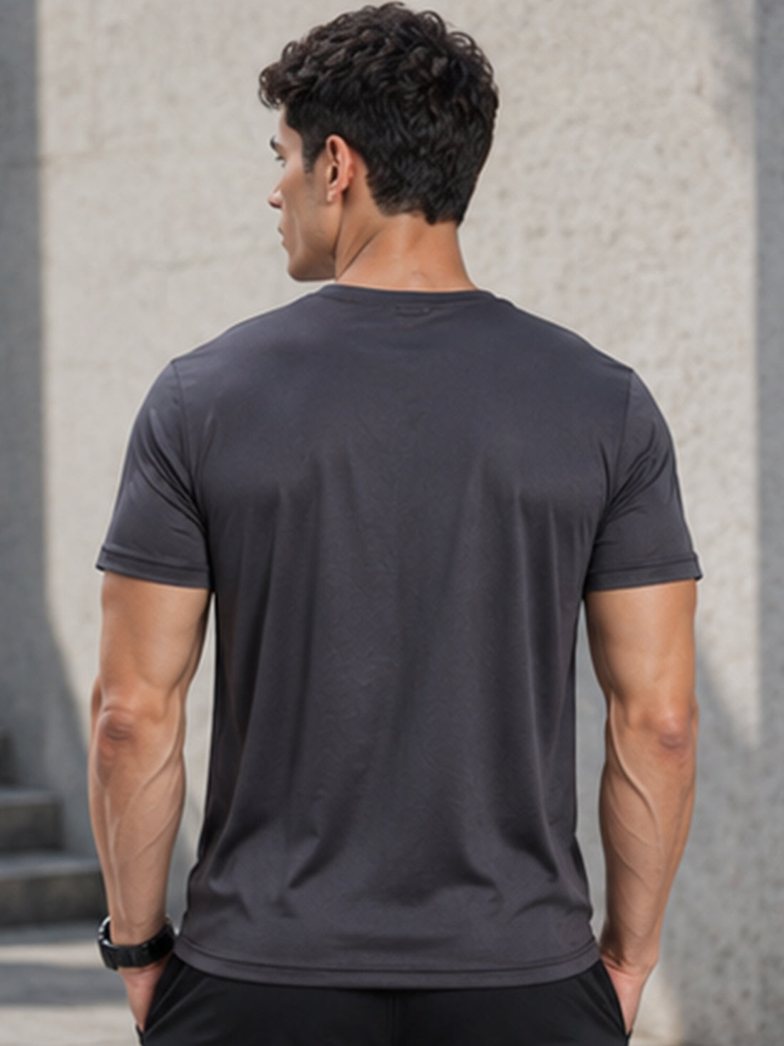 Men's Quick Dry Sports T-Shirt | Printed Gym Workout Running Training Activewear Tee (Grey)