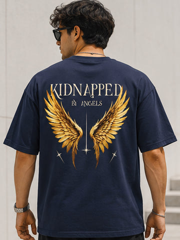Men's Oversized Drop Shoulder T-Shirt | Cotton Fabirc Relaxed Fit Round Neck Streetwear Tee (Navy Blue)