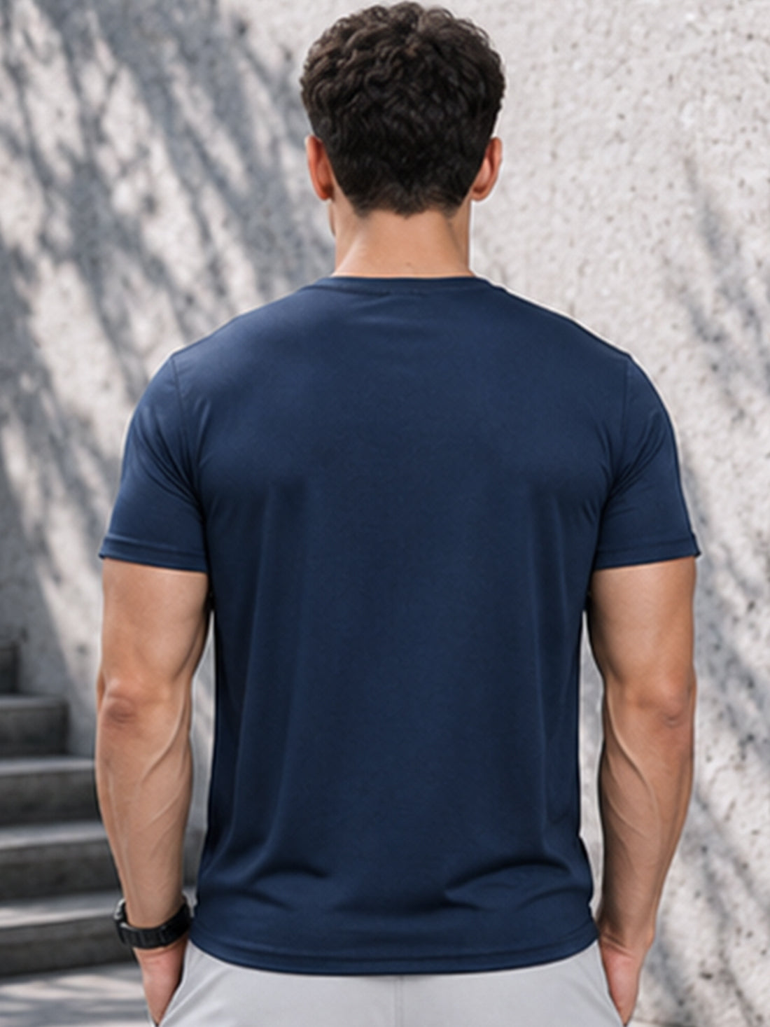 Men's Quick Dry Sports T-Shirt | Printed Gym Workout Running Training Activewear Tee (Blue)