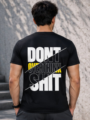 Men's Quick Dry Sports T-Shirt | Printed Gym Workout Running Training Activewear Tee (Black)