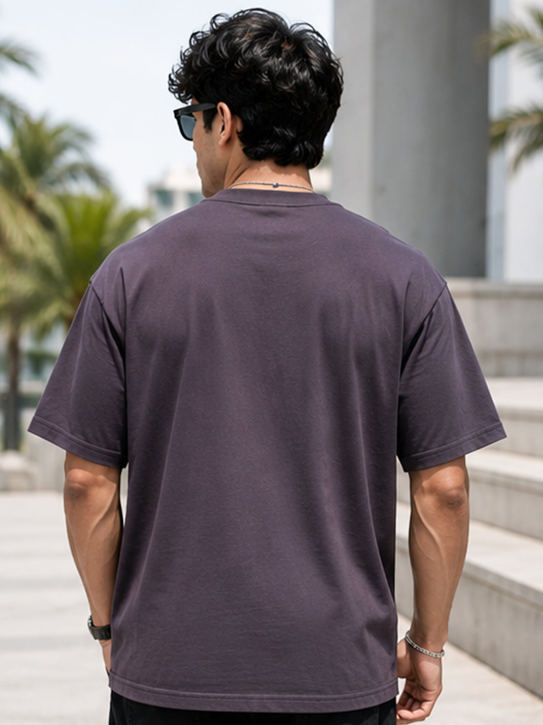 Men's Oversized T-Shirt | Pure Cotton Relaxed Fit Round Neck Streetwear Tee (Grey)