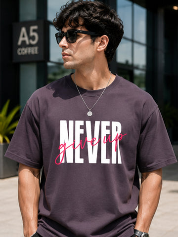 Men's Oversized T-Shirt | Pure Cotton Relaxed Fit Round Neck Streetwear Tee (Grey)