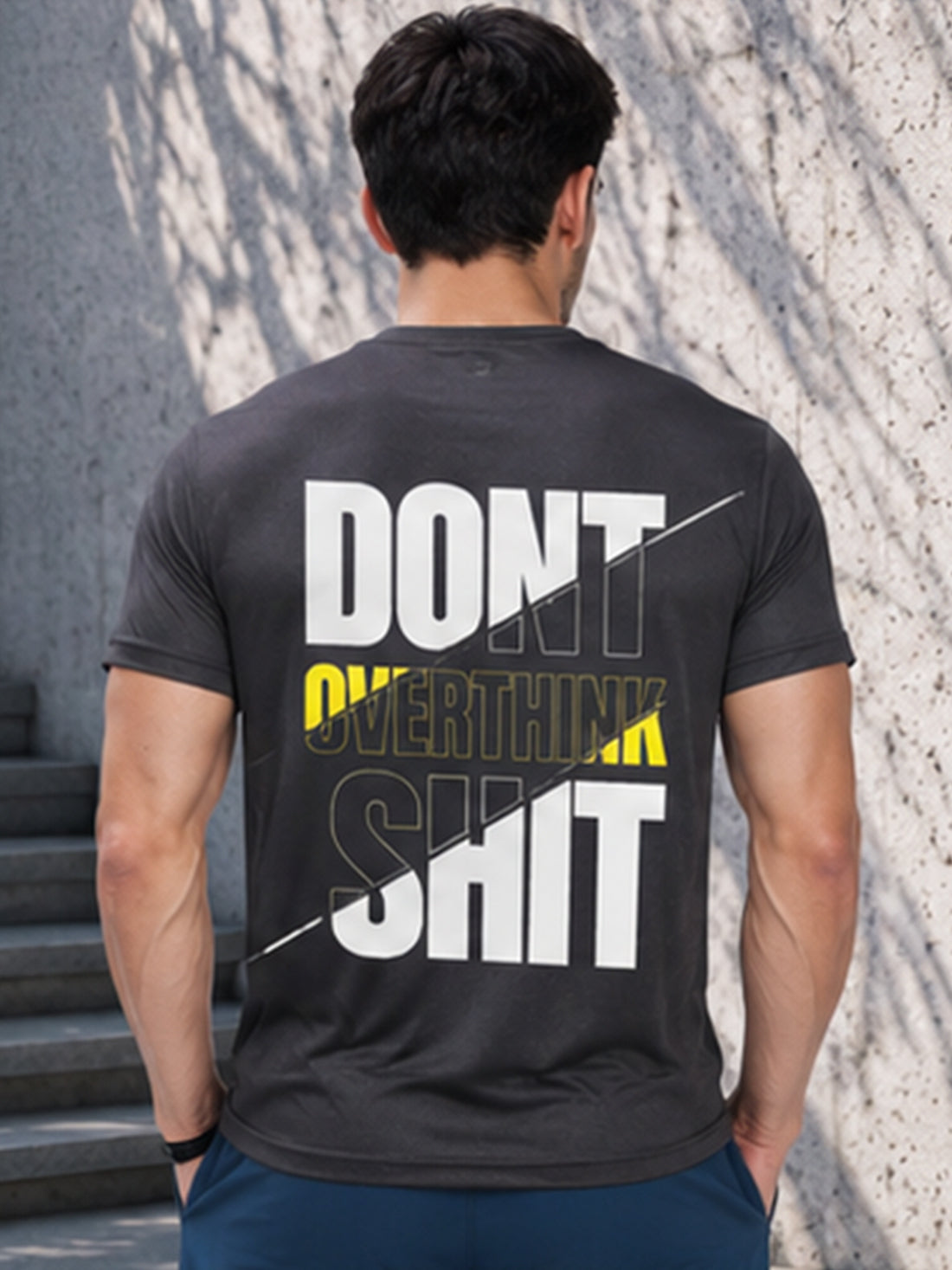 Men's Quick Dry Sports T-Shirt | Printed Gym Workout Running Training Activewear Tee (Grey)