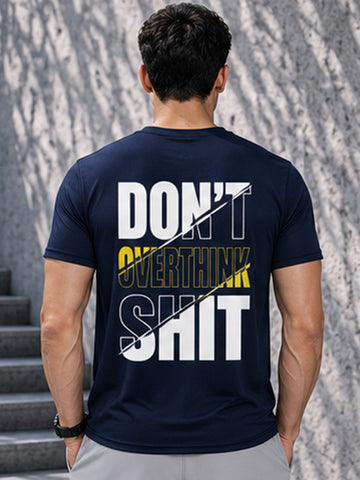 Men's Quick Dry Sports T-Shirt | Printed Gym Workout Running Training Activewear Tee (Navy Blue)