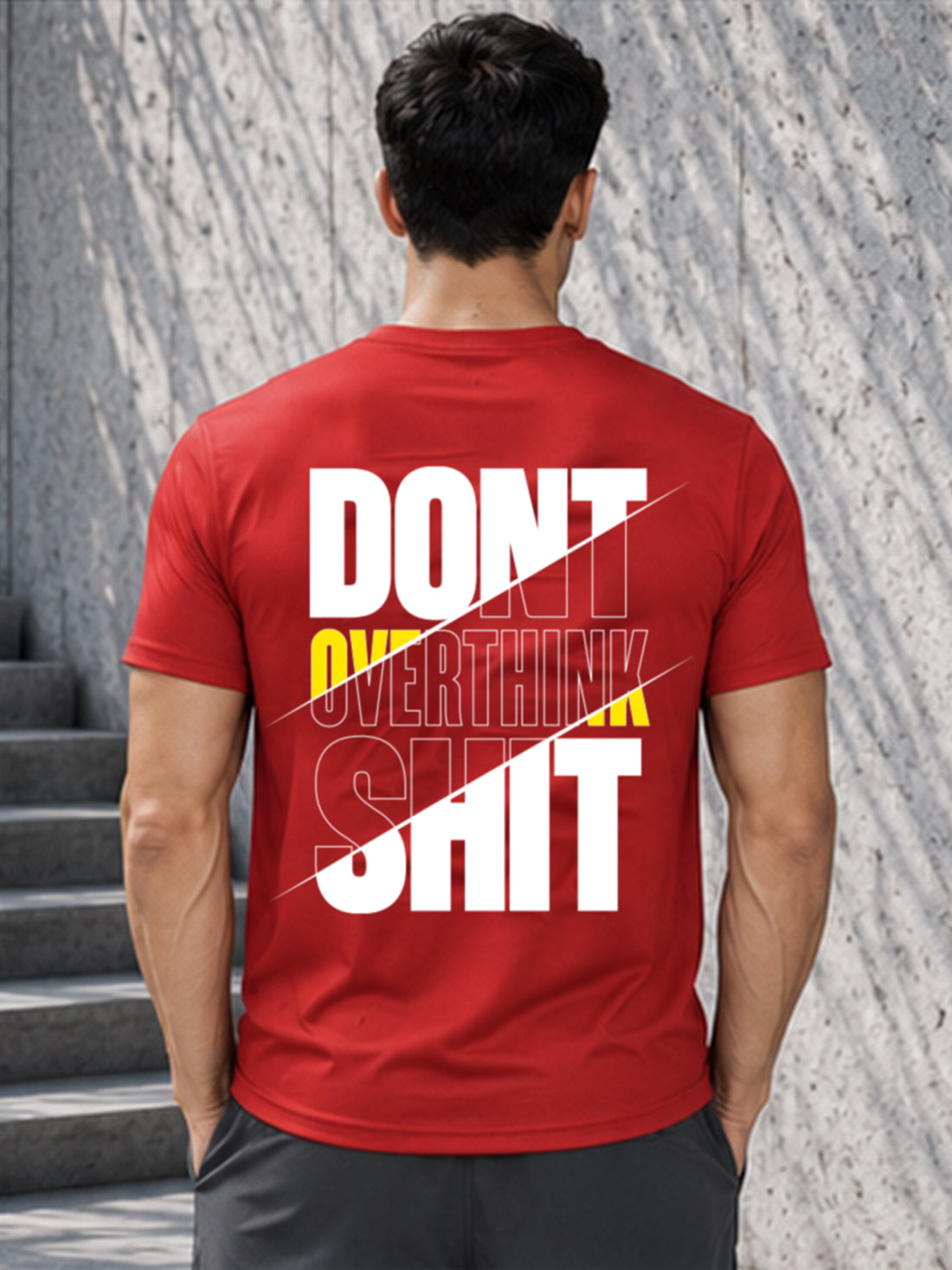 Men's Quick Dry Sports T-Shirt | Printed Gym Workout Running Training Activewear Tee (Red)