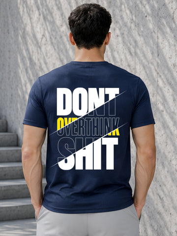 Men's Quick Dry Sports T-Shirt | Printed Gym Workout Running Training Activewear Tee (Blue)