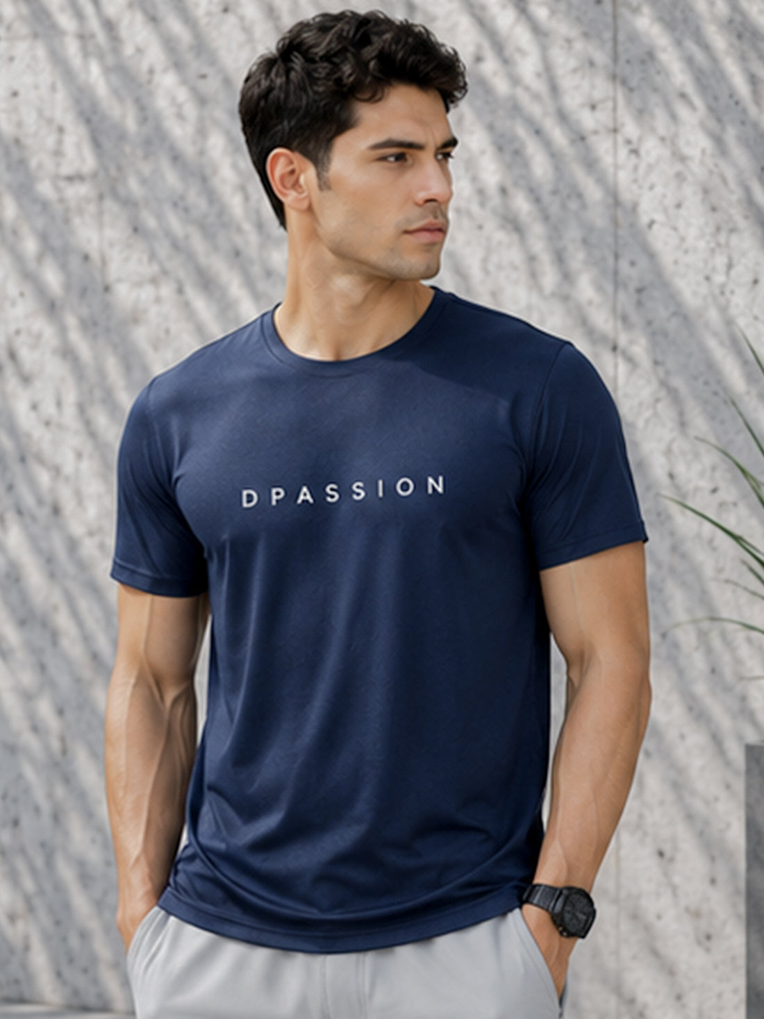 Men's Quick Dry Sports T-Shirt | Printed Gym Workout Running Training Activewear Tee (Blue)