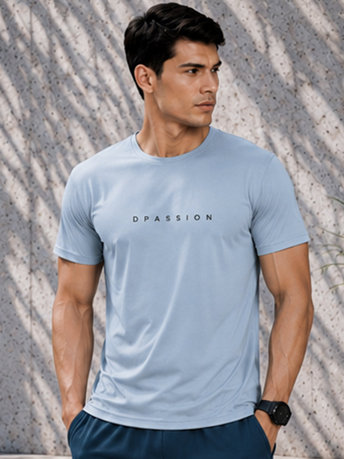Men's Quick Dry Sports T-Shirt | Printed Gym Workout Running Training Activewear Tee (Silver)