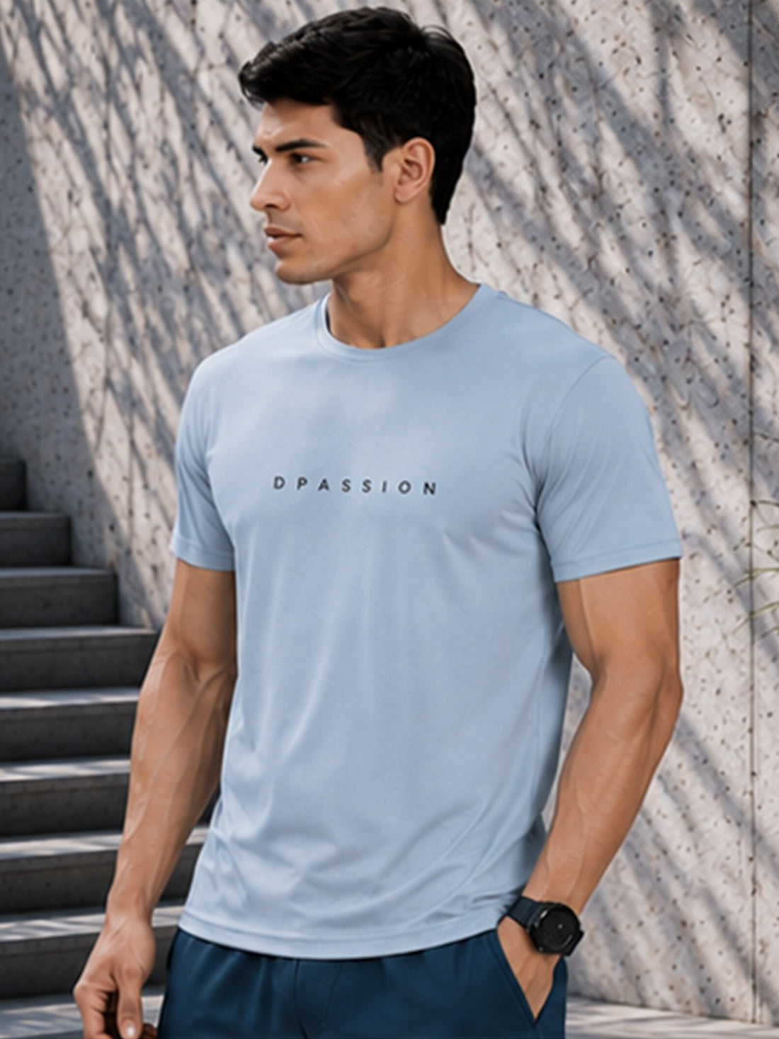 Men's Quick Dry Sports T-Shirt | Printed Gym Workout Running Training Activewear Tee (Silver)