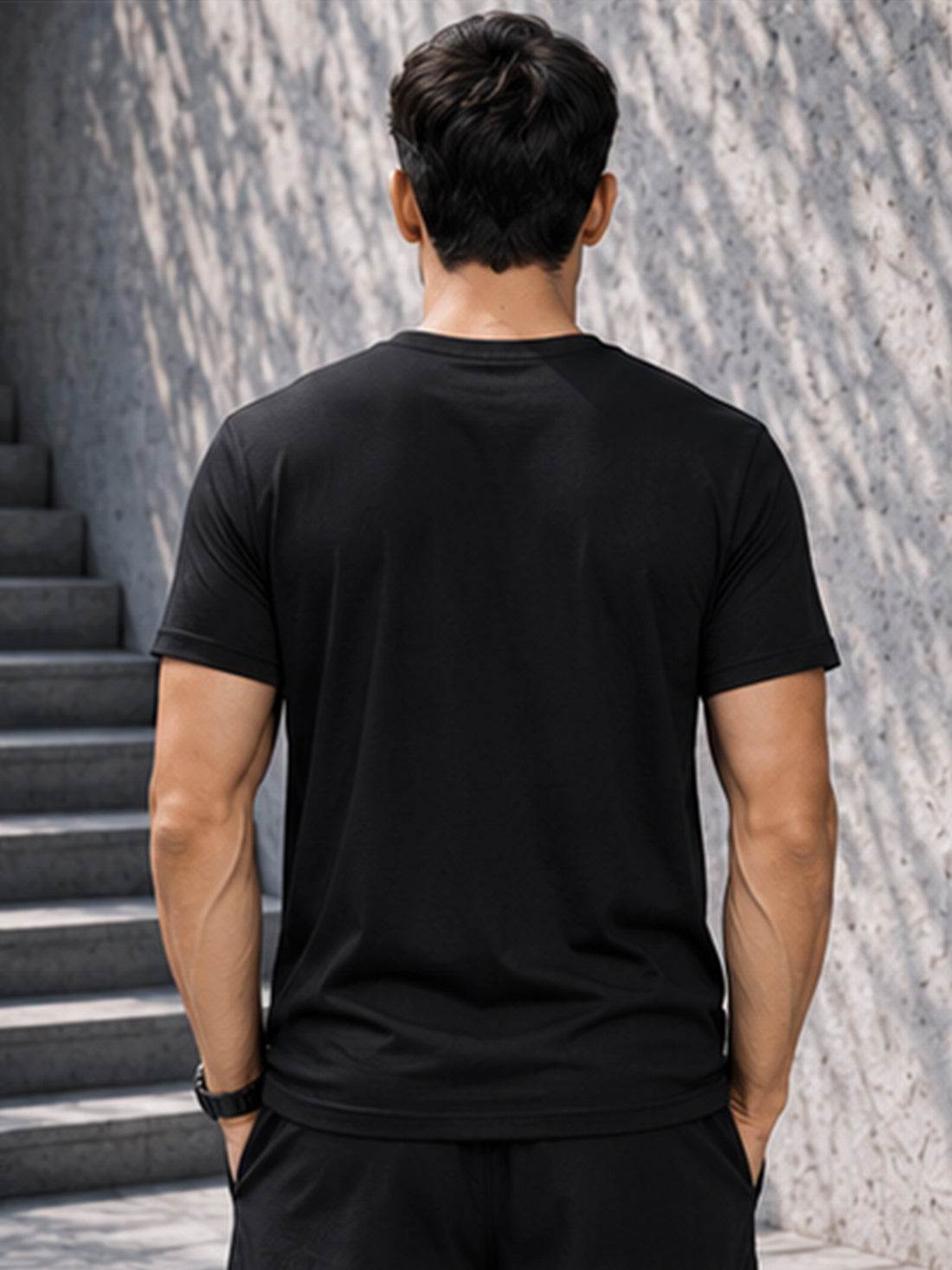Men's Quick Dry Sports T-Shirt | Printed Gym Workout Running Training Activewear Tee (Black)