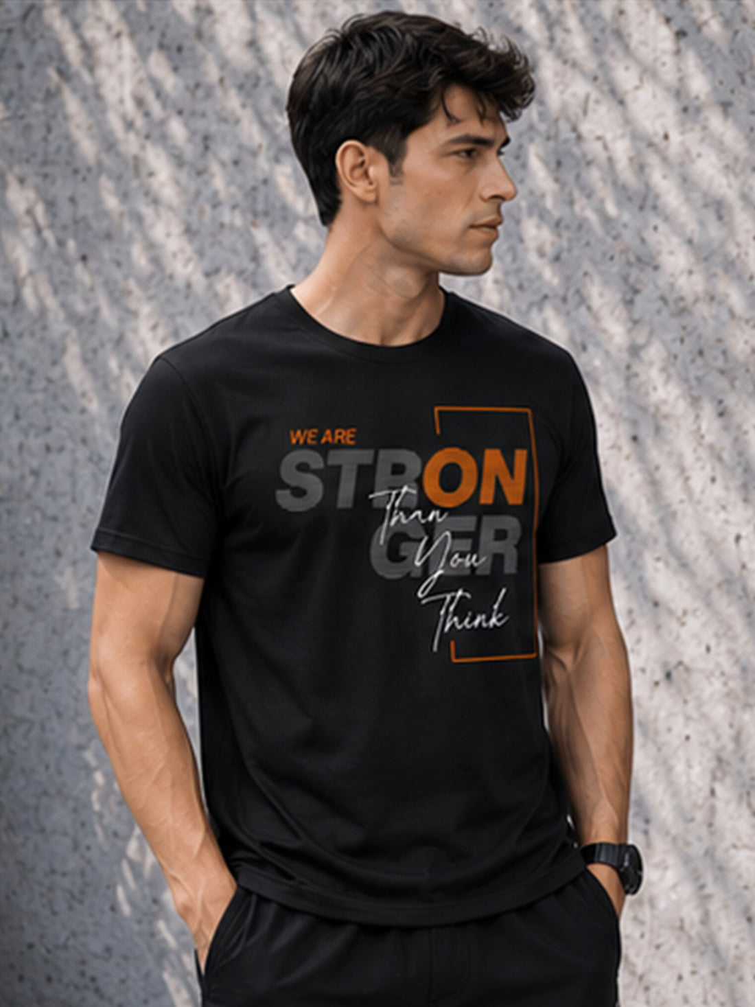 Men's Quick Dry Sports T-Shirt | Printed Gym Workout Running Training Activewear Tee (Black)