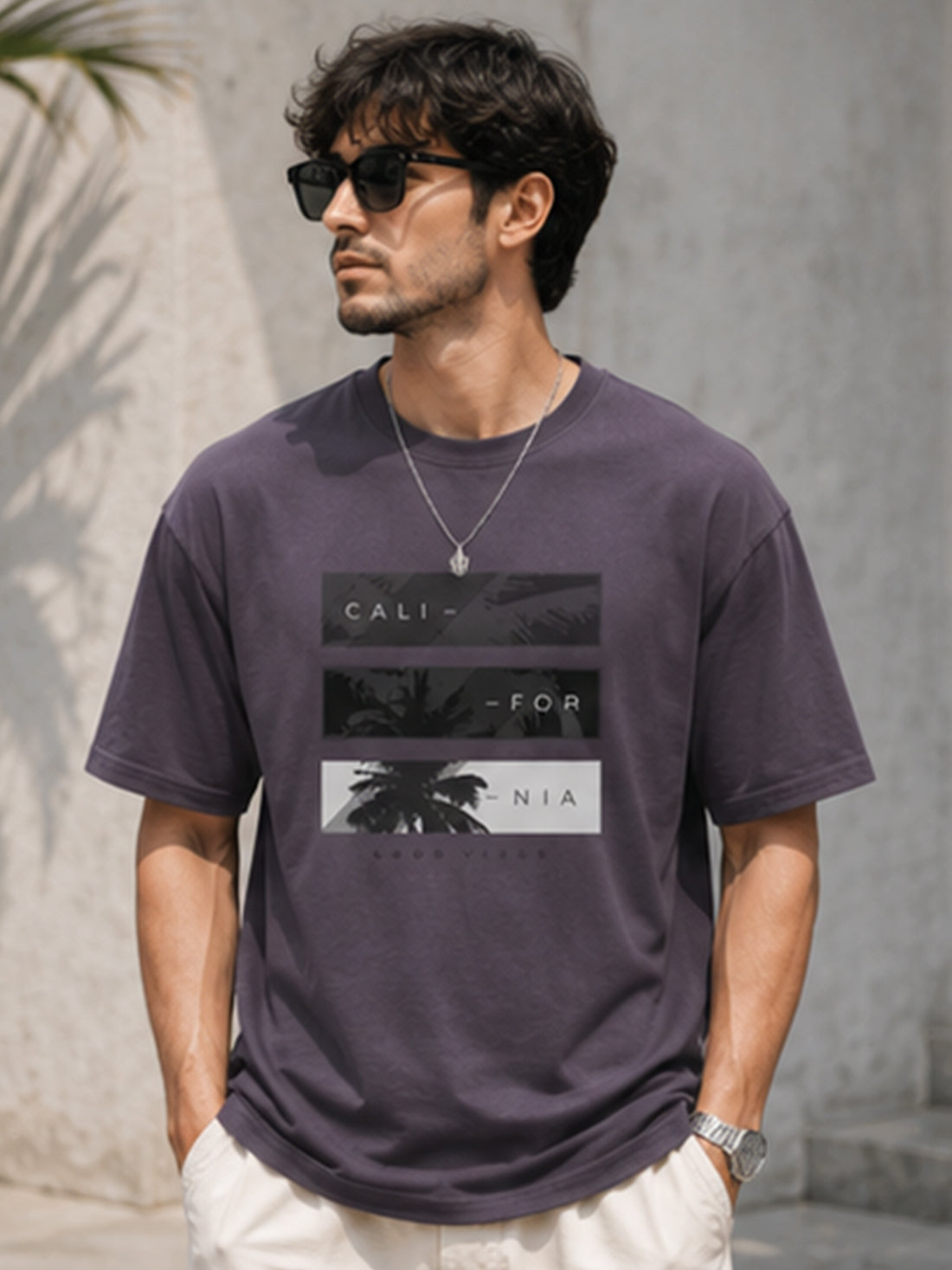 Men's Drop Shoulder T-Shirt | Pure Cotton Relaxed Fit Round Neck Streetwear Tee (Grey)