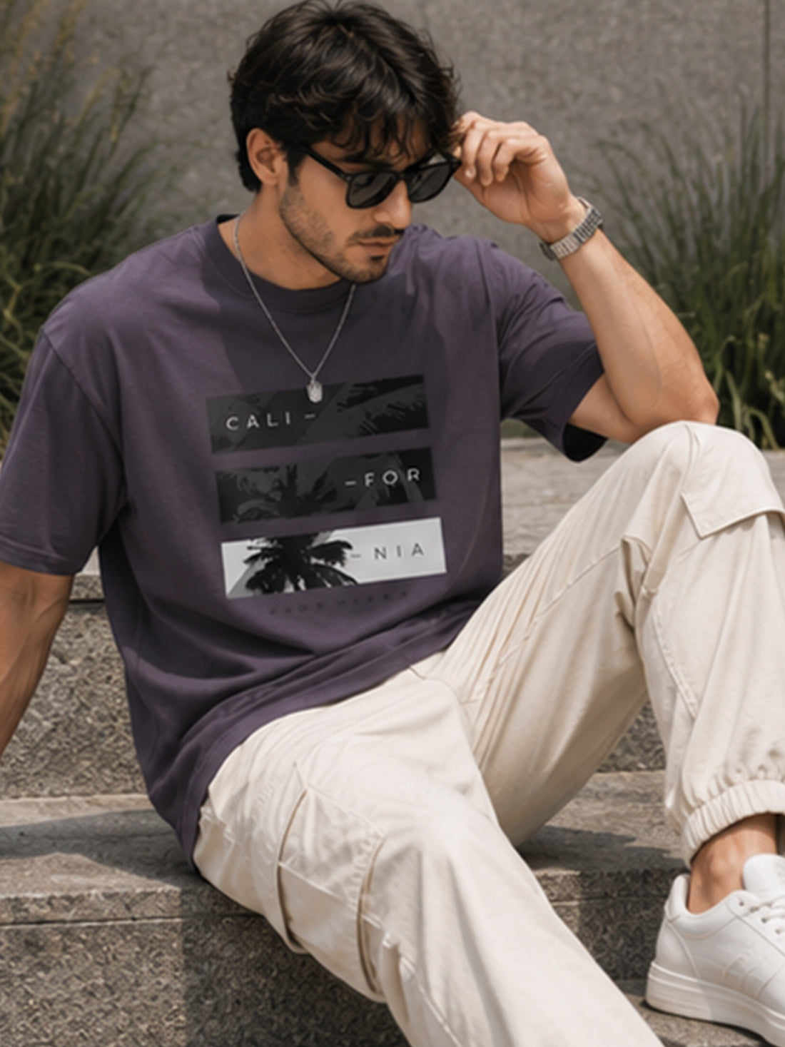 Men's Drop Shoulder T-Shirt | Pure Cotton Relaxed Fit Round Neck Streetwear Tee (Grey)