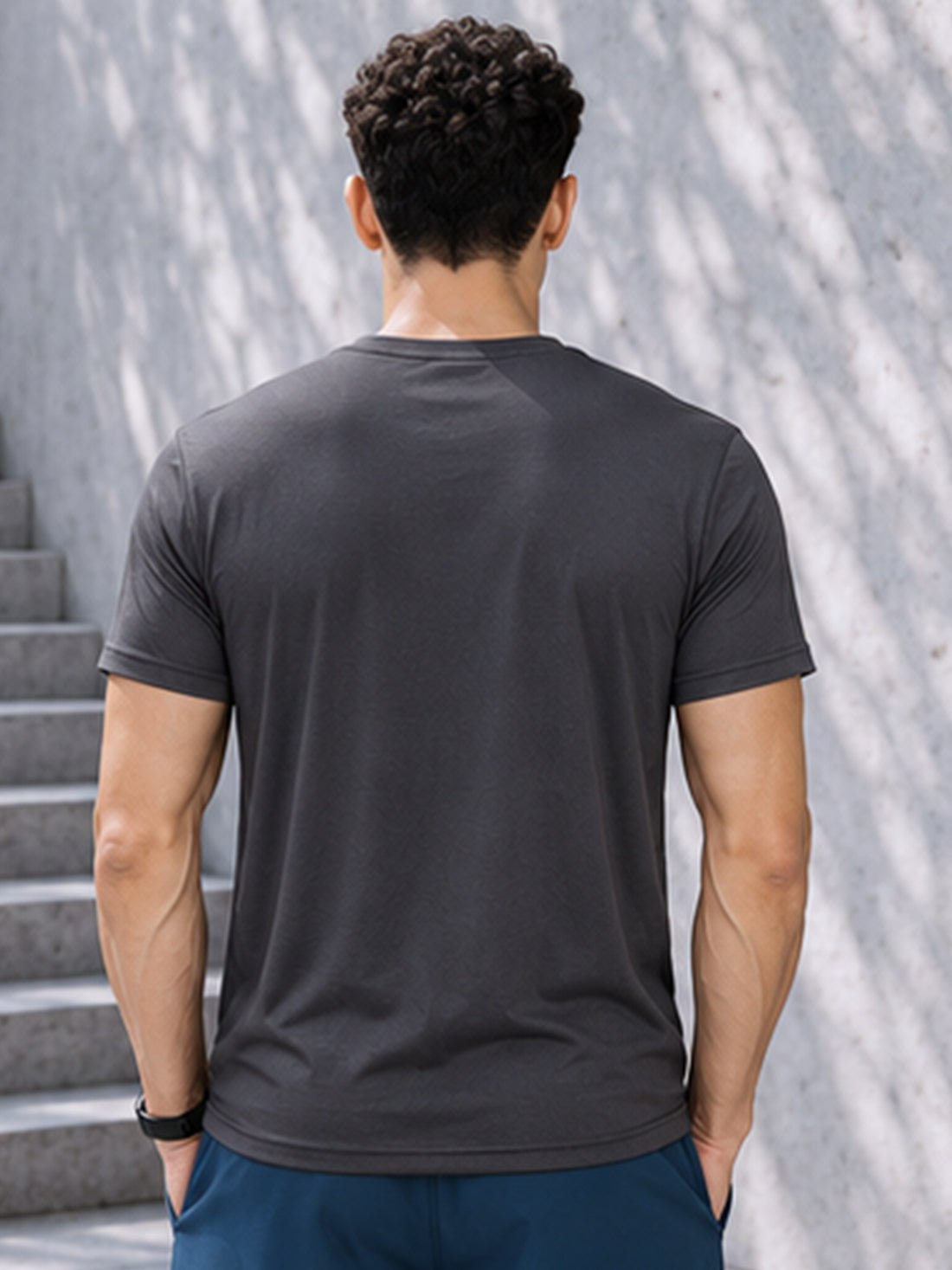Men's Quick Dry Sports T-Shirt | Printed Gym Workout Running Training Activewear Tee (Grey)