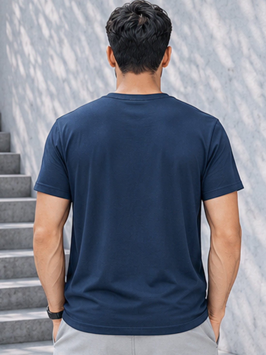 Men's Quick Dry Sports T-Shirt | Printed Gym Workout Running Training Activewear Tee (Blue)