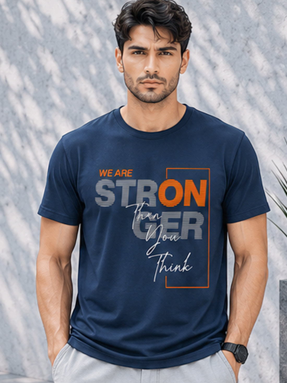 Men's Quick Dry Sports T-Shirt | Printed Gym Workout Running Training Activewear Tee (Blue)