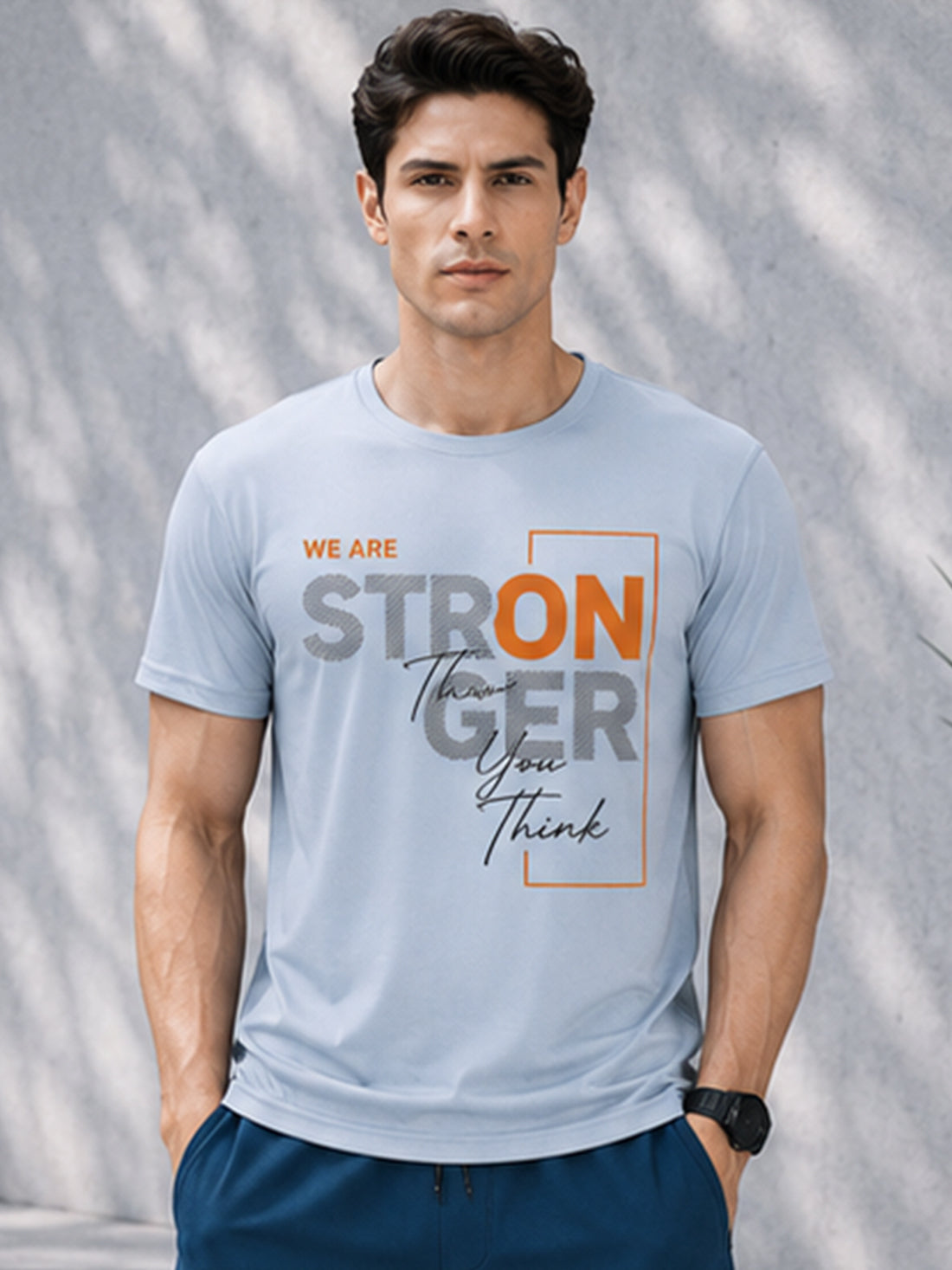 Men's Quick Dry Sports T-Shirt | Printed Gym Workout Running Training Activewear Tee (Silver)