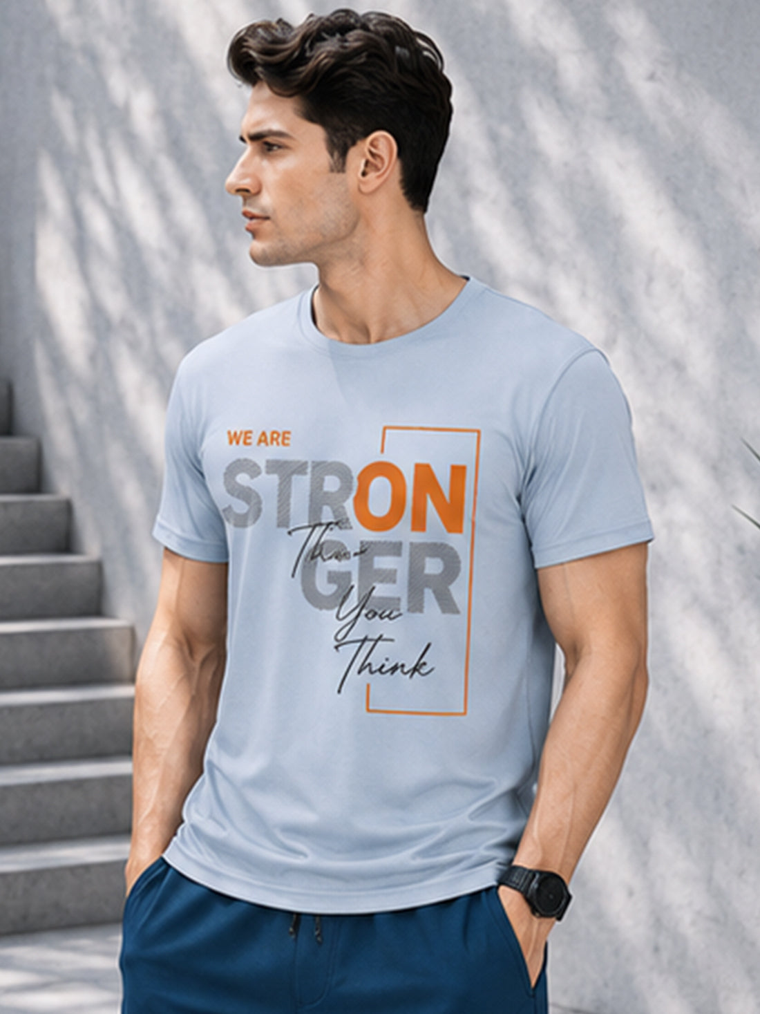 Men's Quick Dry Sports T-Shirt | Printed Gym Workout Running Training Activewear Tee (Silver)