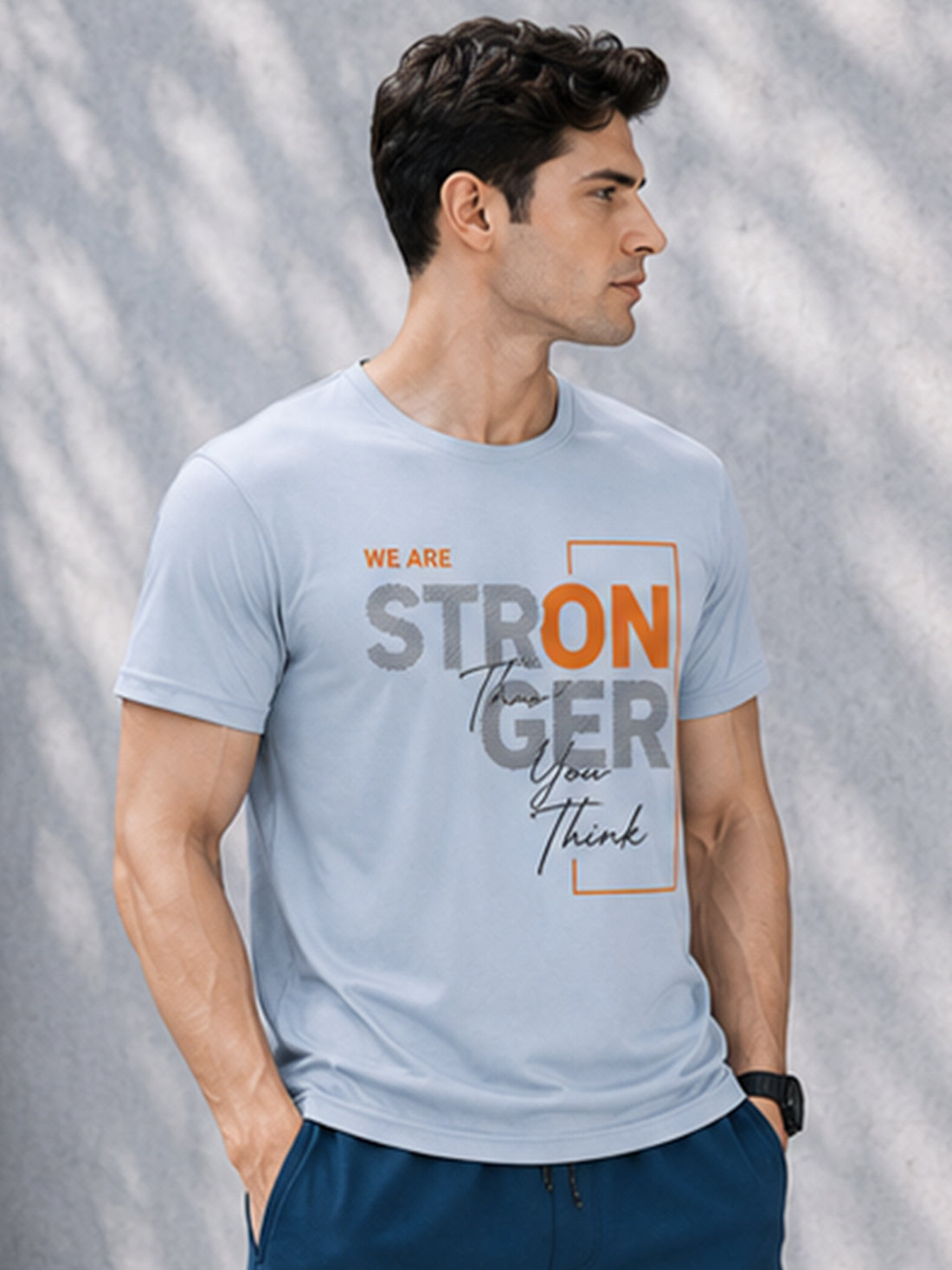 Men's Quick Dry Sports T-Shirt | Printed Gym Workout Running Training Activewear Tee (Silver)