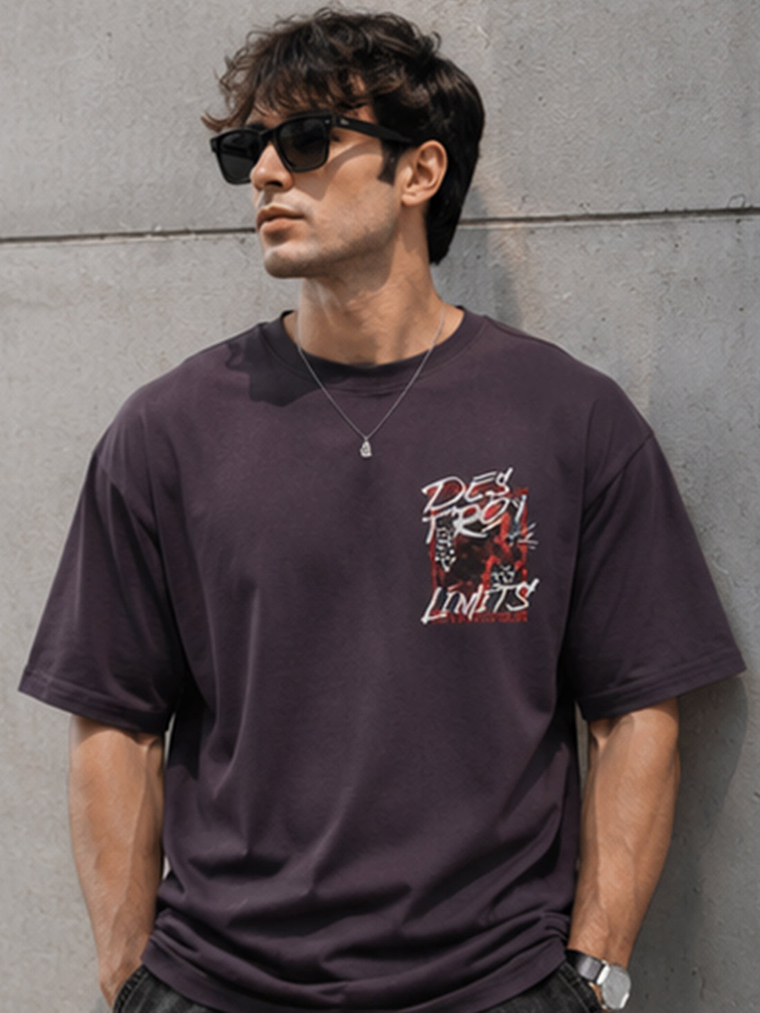 Men's Oversized Drop Shoulder T-Shirt | Pure Cotton Round Neck Relaxed Fit Streetwear Tee (Grey)
