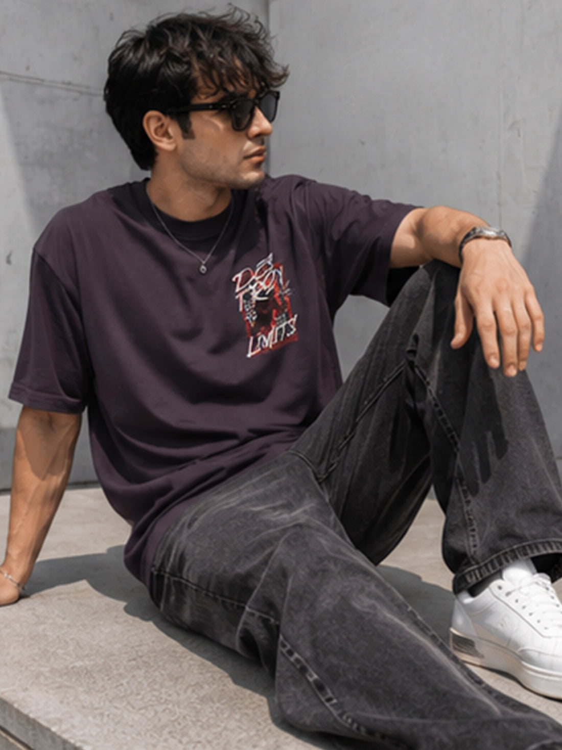 Men's Oversized Drop Shoulder T-Shirt | Pure Cotton Round Neck Relaxed Fit Streetwear Tee (Grey)