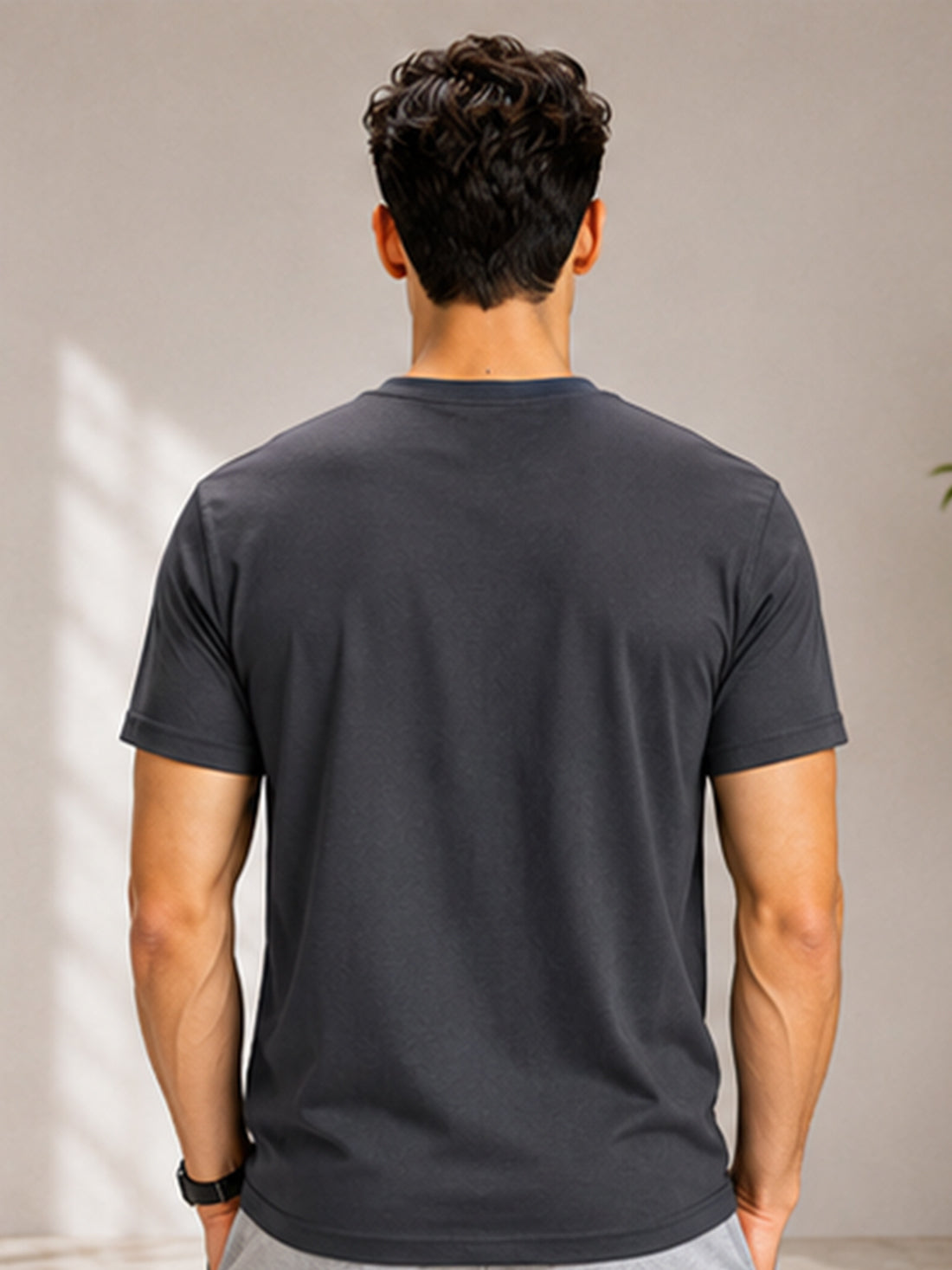 Men's Quick Dry Sports T-Shirt | Printed Gym Workout Running Training Activewear Tee (Grey)