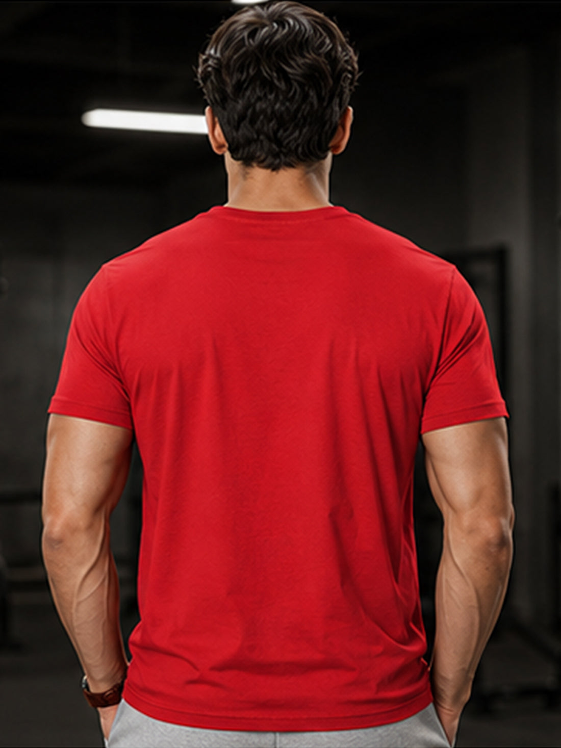 Men's Quick Dry Sports T-Shirt | Printed Gym Workout Running Training Activewear Tee (Red)