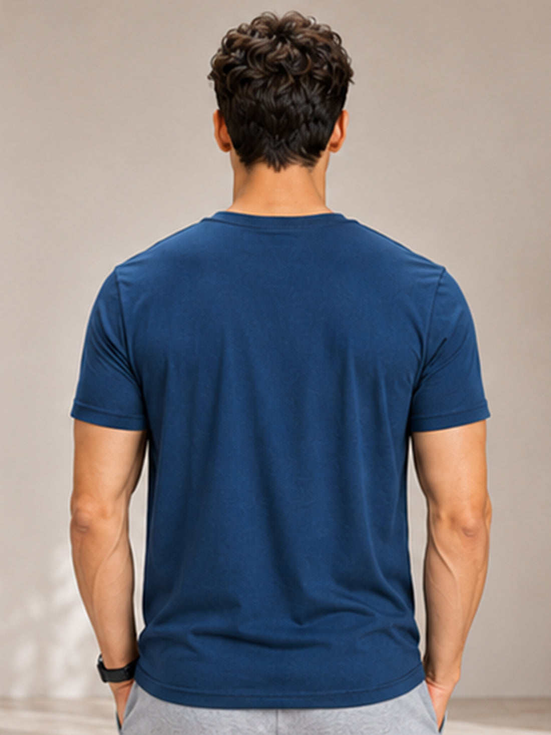 Men's Quick Dry Sports T-Shirt | Printed Gym Workout Running Training Activewear Tee (Blue)
