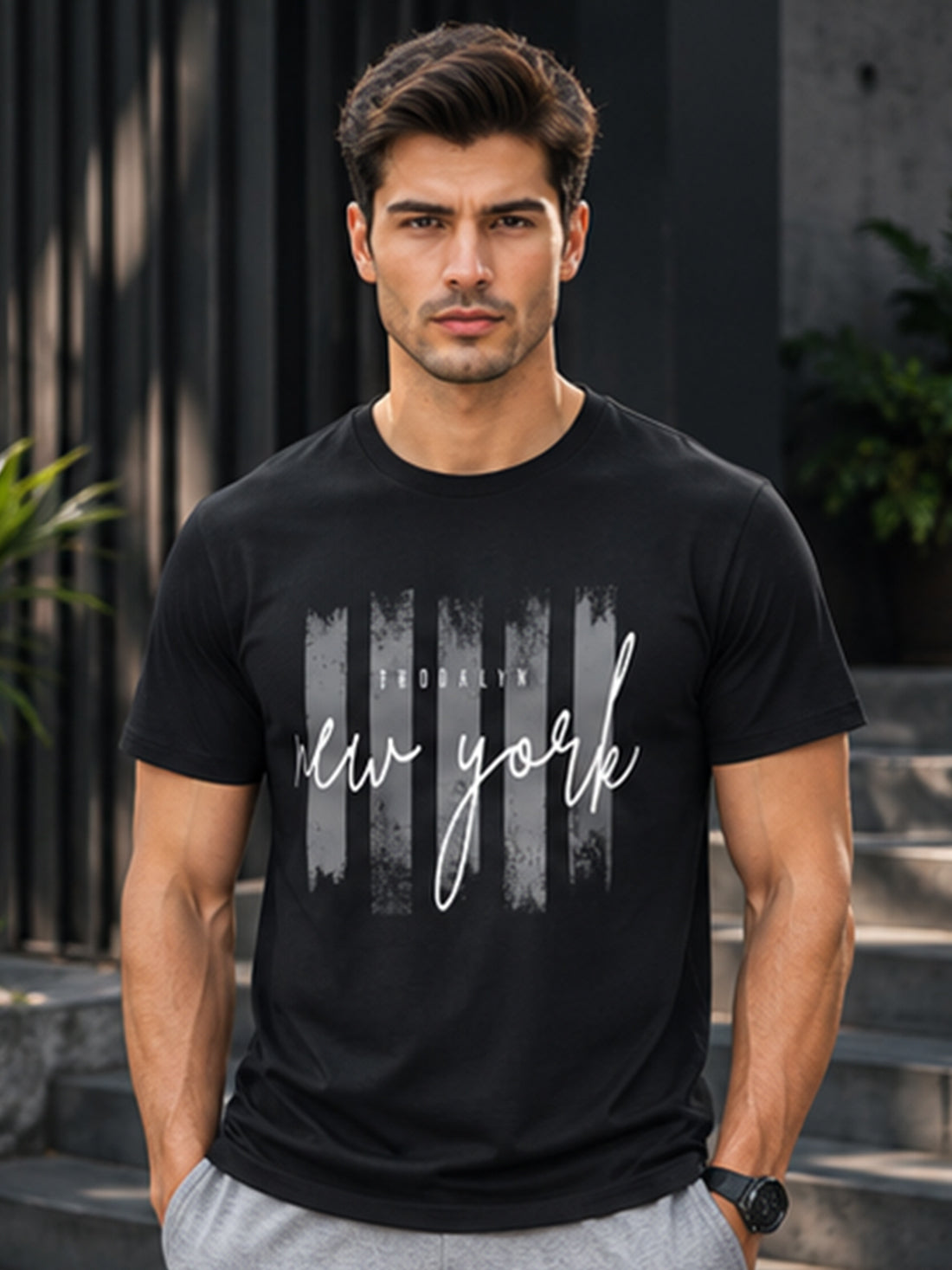 Men's Quick Dry Sports T-Shirt | Printed Gym Workout Running Training Activewear Tee (Black)