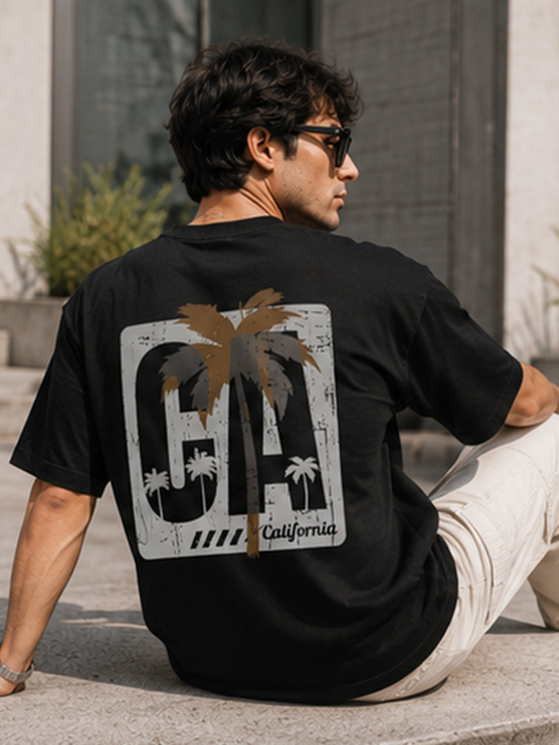 Men's Oversized Drop Shoulder T-Shirt | Pure Cotton Relaxed Fit Round Neck Pullover Tee (Black)