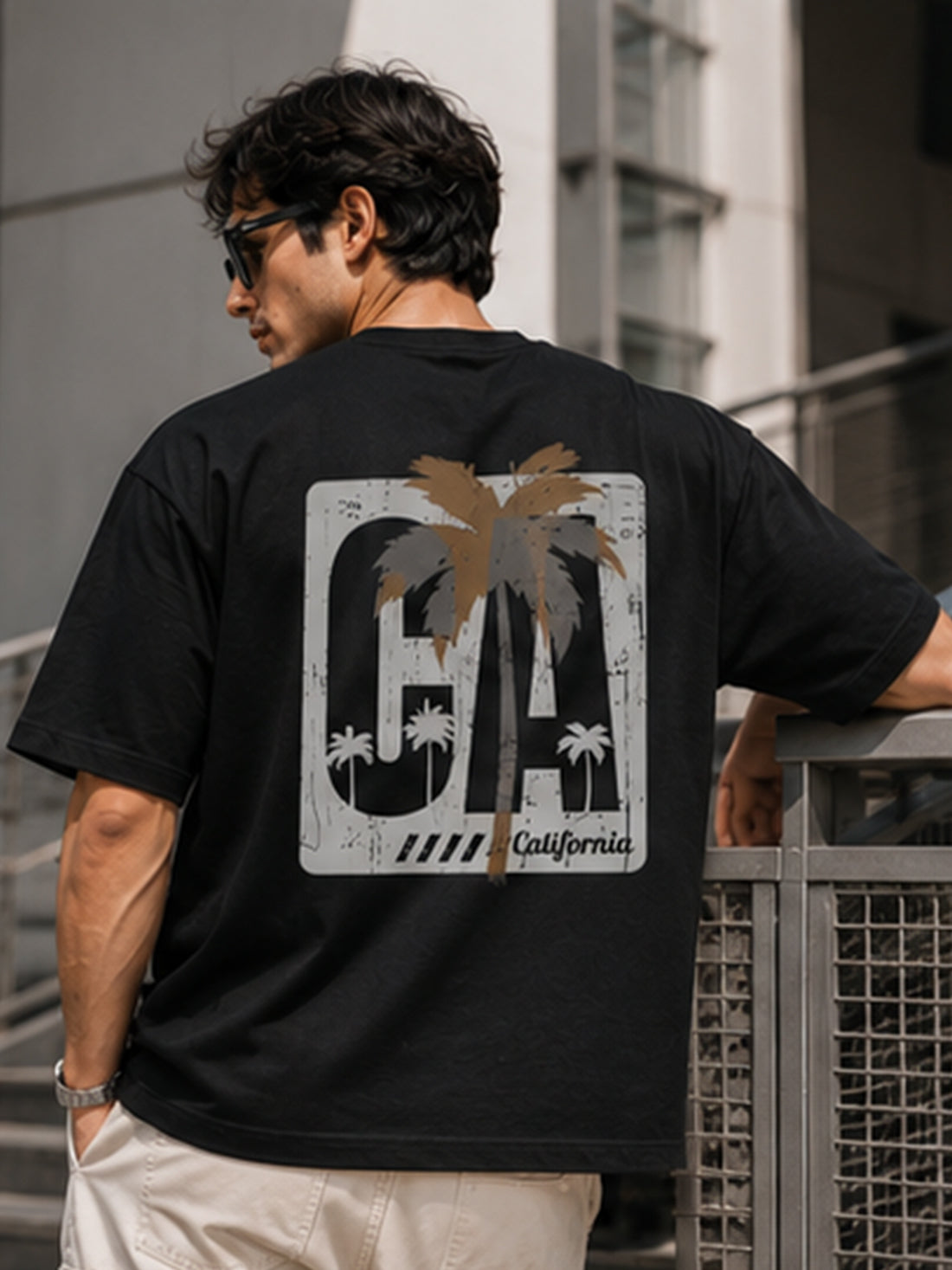Men's Oversized Drop Shoulder T-Shirt | Pure Cotton Relaxed Fit Round Neck Pullover Tee (Black)