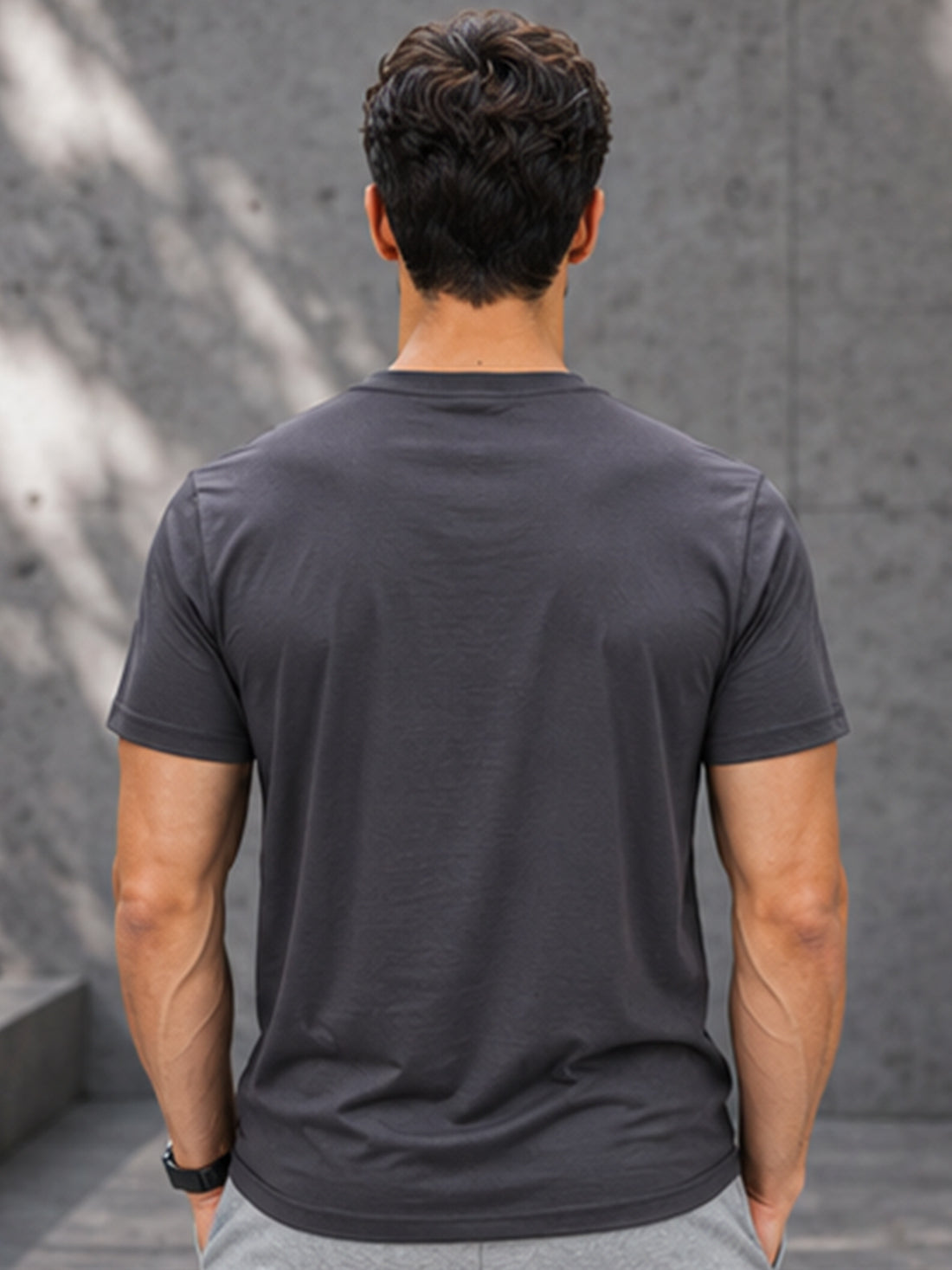 Men's Quick Dry Sports T-Shirt | Printed Gym Workout Running Training Activewear Tee (Grey)