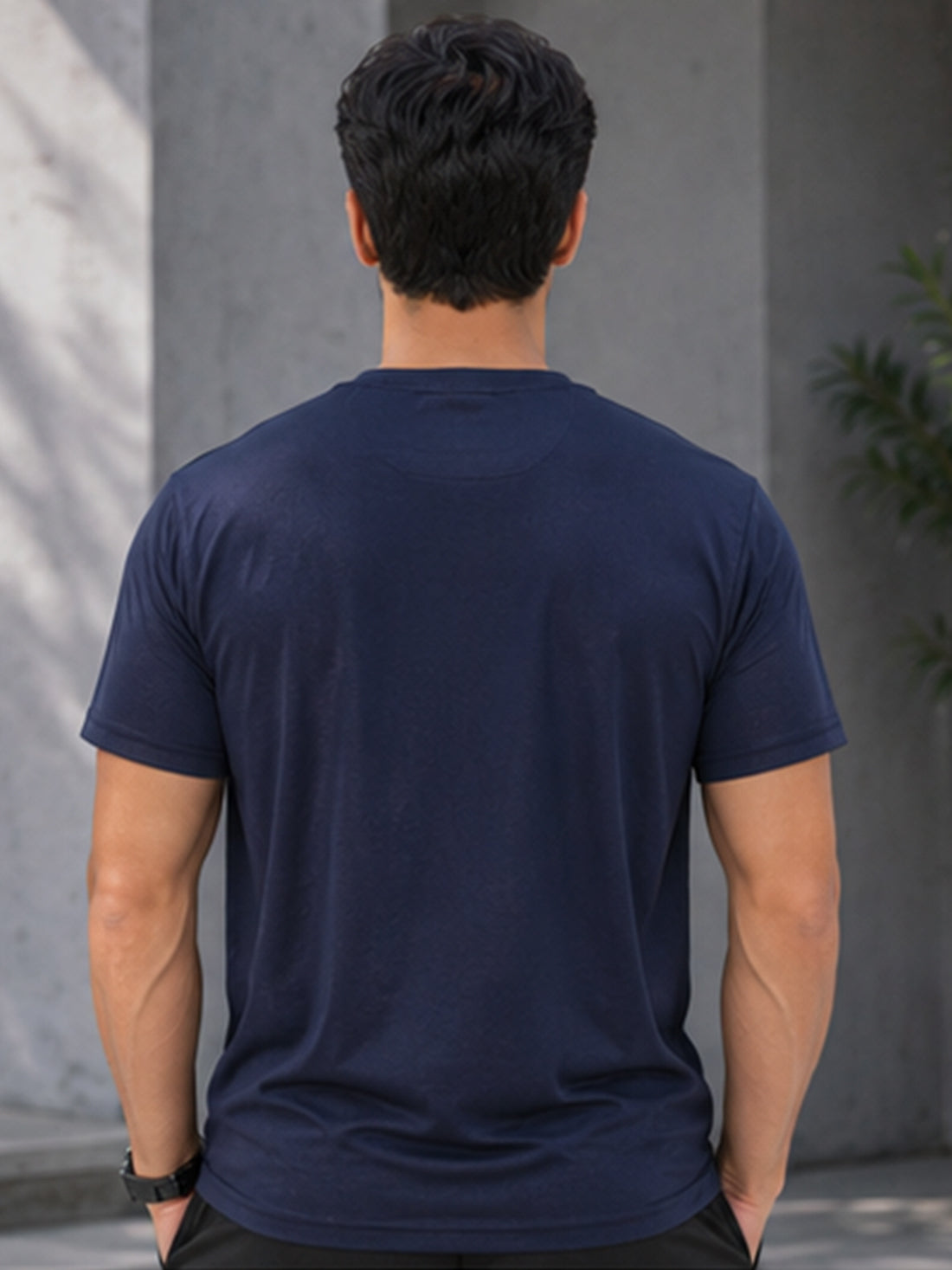 Men's Quick Dry Sports T-Shirt | Printed Gym Workout Running Training Activewear Tee (Navy Blue)