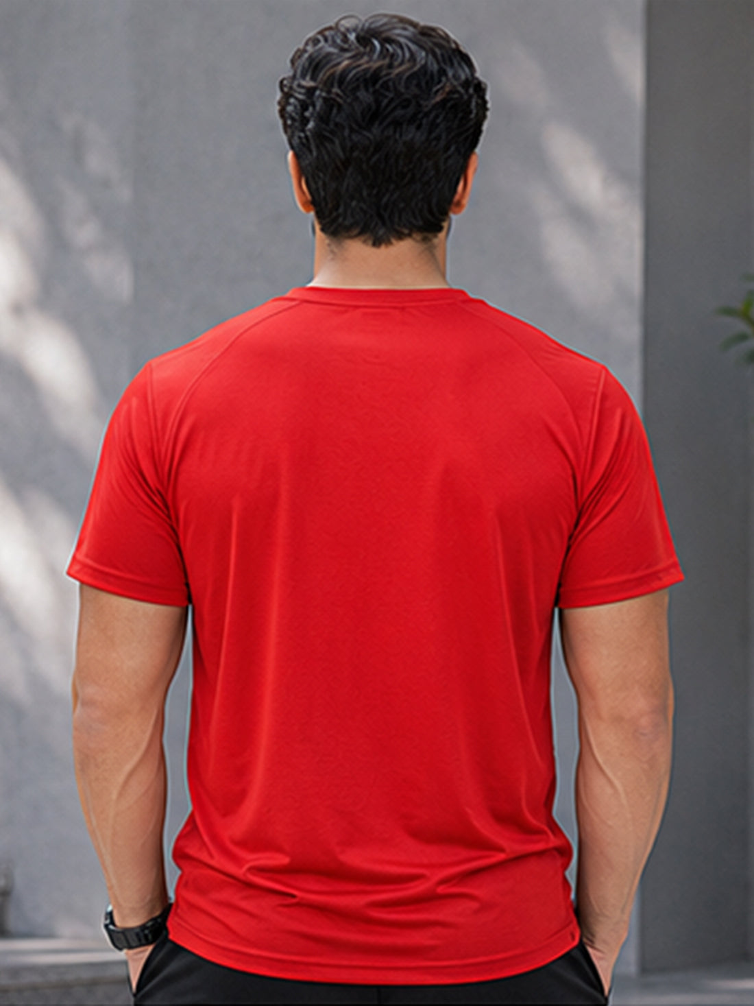 Men's Quick Dry Sports T-Shirt | Printed Gym Workout Running Training Activewear Tee (Red)