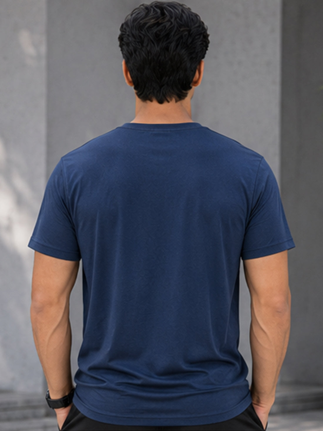 Men's Quick Dry Sports T-Shirt | Printed Gym Workout Running Training Activewear Tee (Blue)