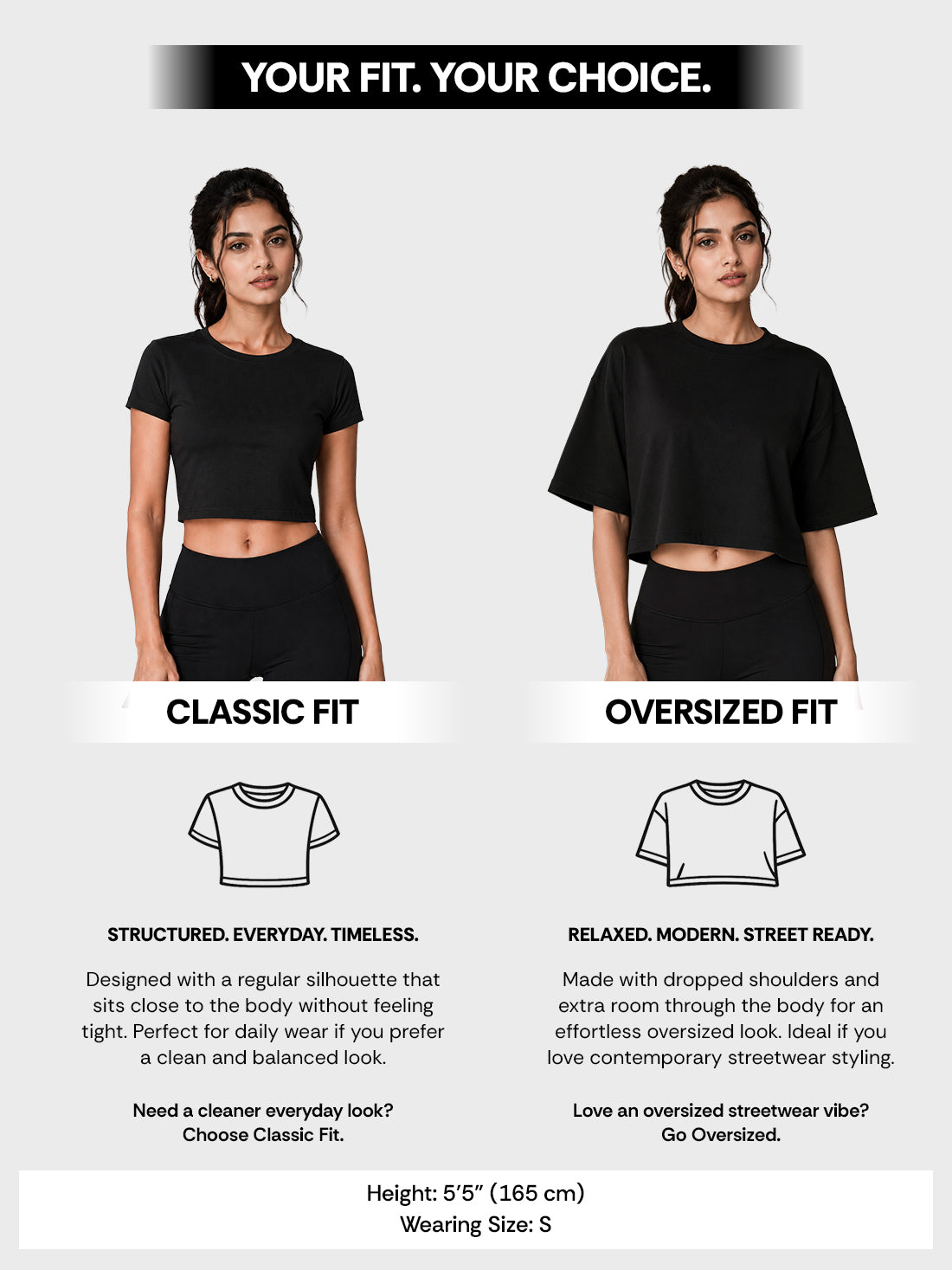 Oversized Pure Cotton Cropped T-Shirt | Drop Shoulder Graphic Printed Casual Tee (Dark Grey)