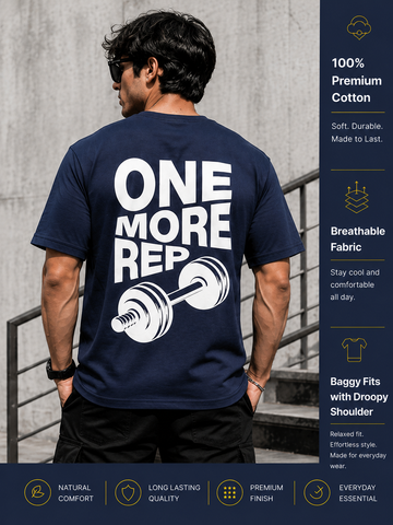Men's Oversized Drop Shoulder T-Shirt | Cotton Relaxed Fit Round Neck Streetwear Tee (Navy Blue)