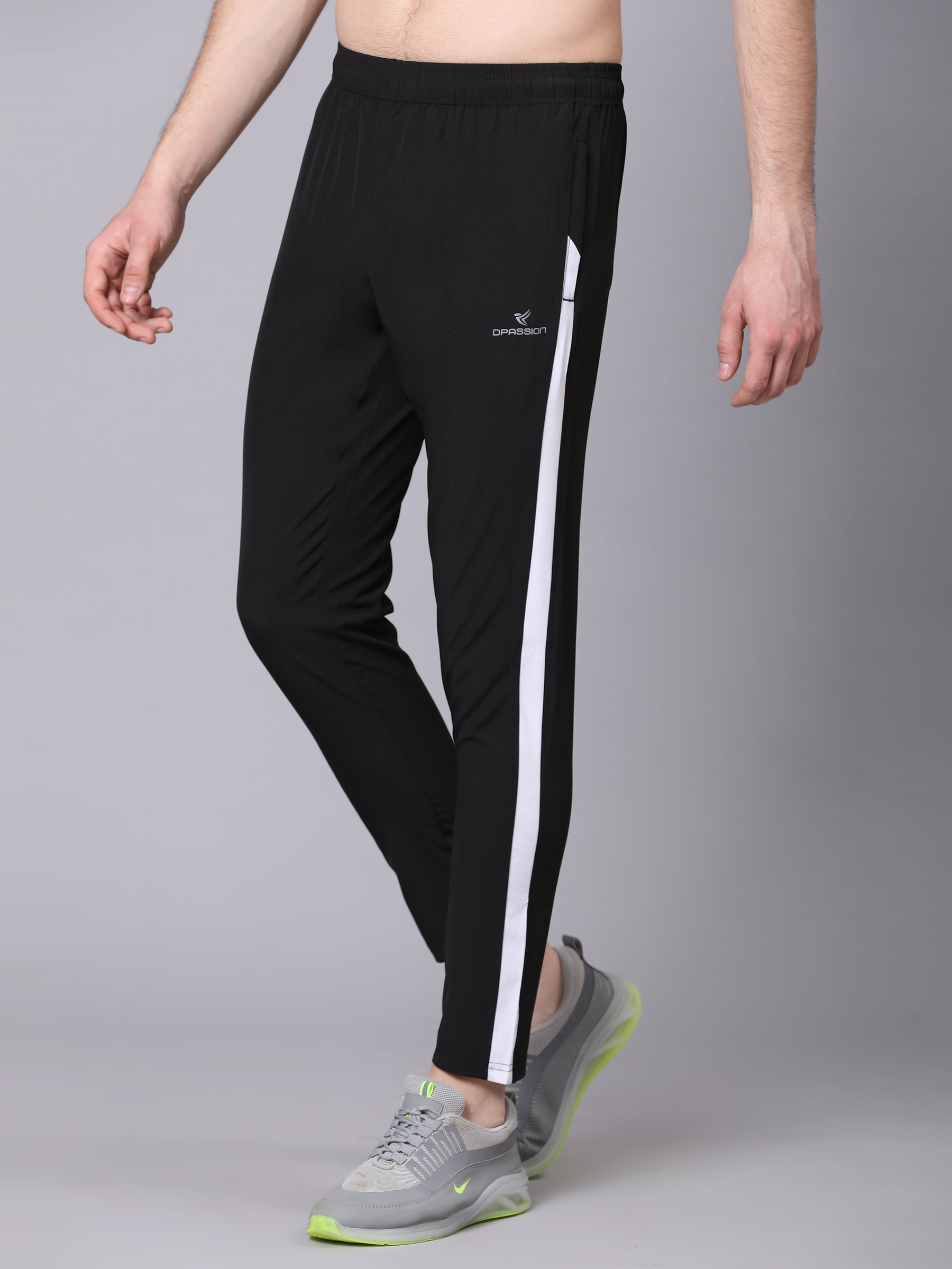Trackpants: Check Men White::Black Cotton Trackpants at Cliths